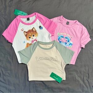 Bundle of crop top graphic baby tees- SHEIN
